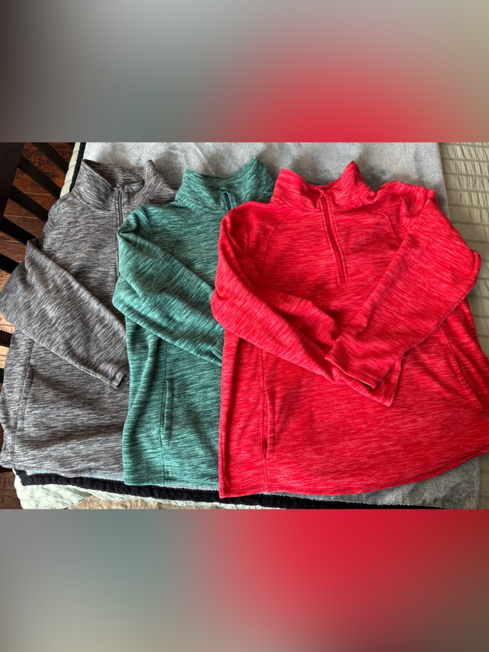ALL 3; St John’s Bay Women’s Long Sleeve Quarter-Zip Pullover Bundle, XL